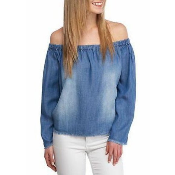 NWOT Cloth &  Stone Chambray Top Off the Should - Picture 1 of 10